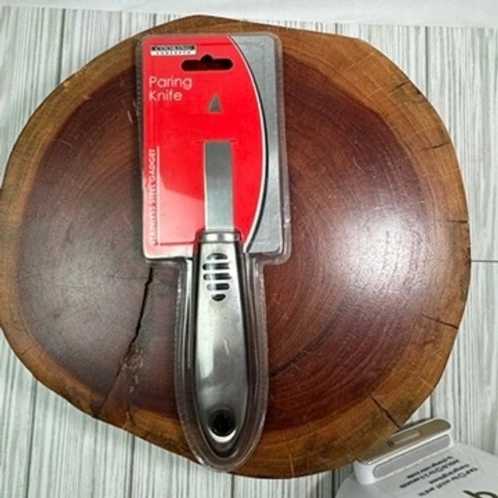 Cooking Concepts Stainless Steel Paring Knife Silver Black Ergonomic Handle NEW